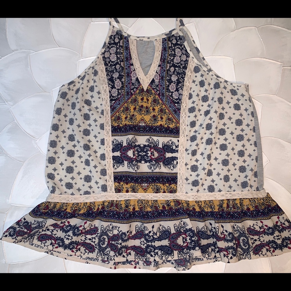 Mixed pattern tank top